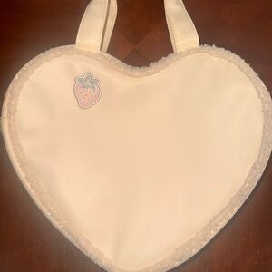 Stoney Clover Lane Heart-Shaped Cream Tote Bag with Strawberry Patch
